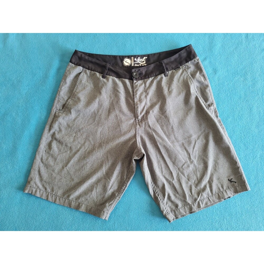 Lost At Sea Hybrid Board Shorts Mens Sz 34 Gray Heathered Stretch Pockets